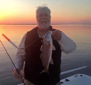 Capt "Wild Bill" with a schoolie redfish. Capt Jack with Capt "Wild Bill" afternoon fishing catching sheepshead and redfish!