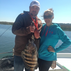 Neville and Stacy Wilburn with a nice sheepshead!