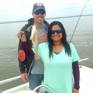 Ty Youngblood and Bria fishing for whiting. Bria with a nice whiting!
