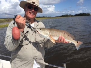 Dave Corral with 23 inch redfish. Dave caught & released a bunch of sea trout and some reds!