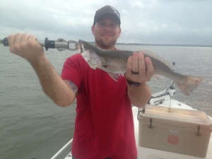 Josh Cook with a large sea trout!