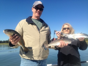 Shawn & Karen Borgen on nice redfish & sea trout!